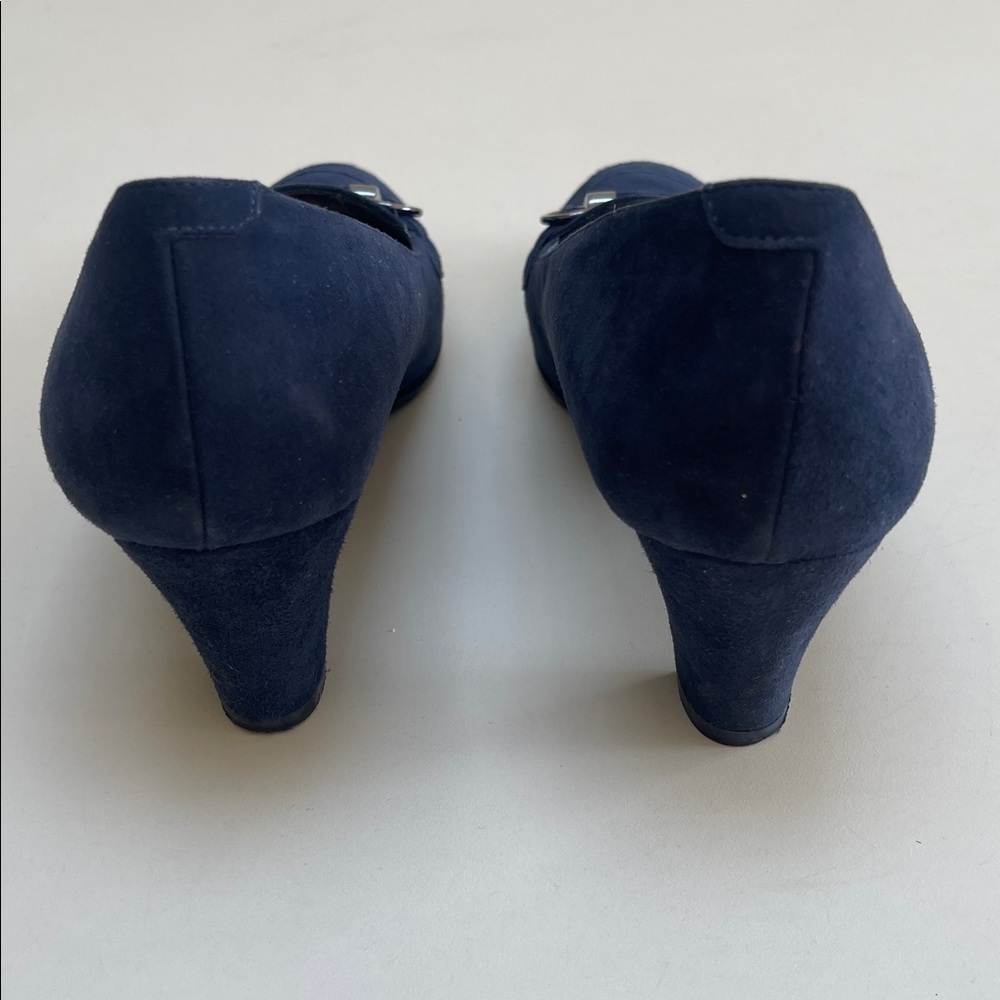 🔥 ZODICAO Elegant Navy Blue leather Women's Heels Size 37 MADE IN FRANCE - Picture 6 of 8
